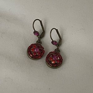 michal negrin hanging drop earrings red floral